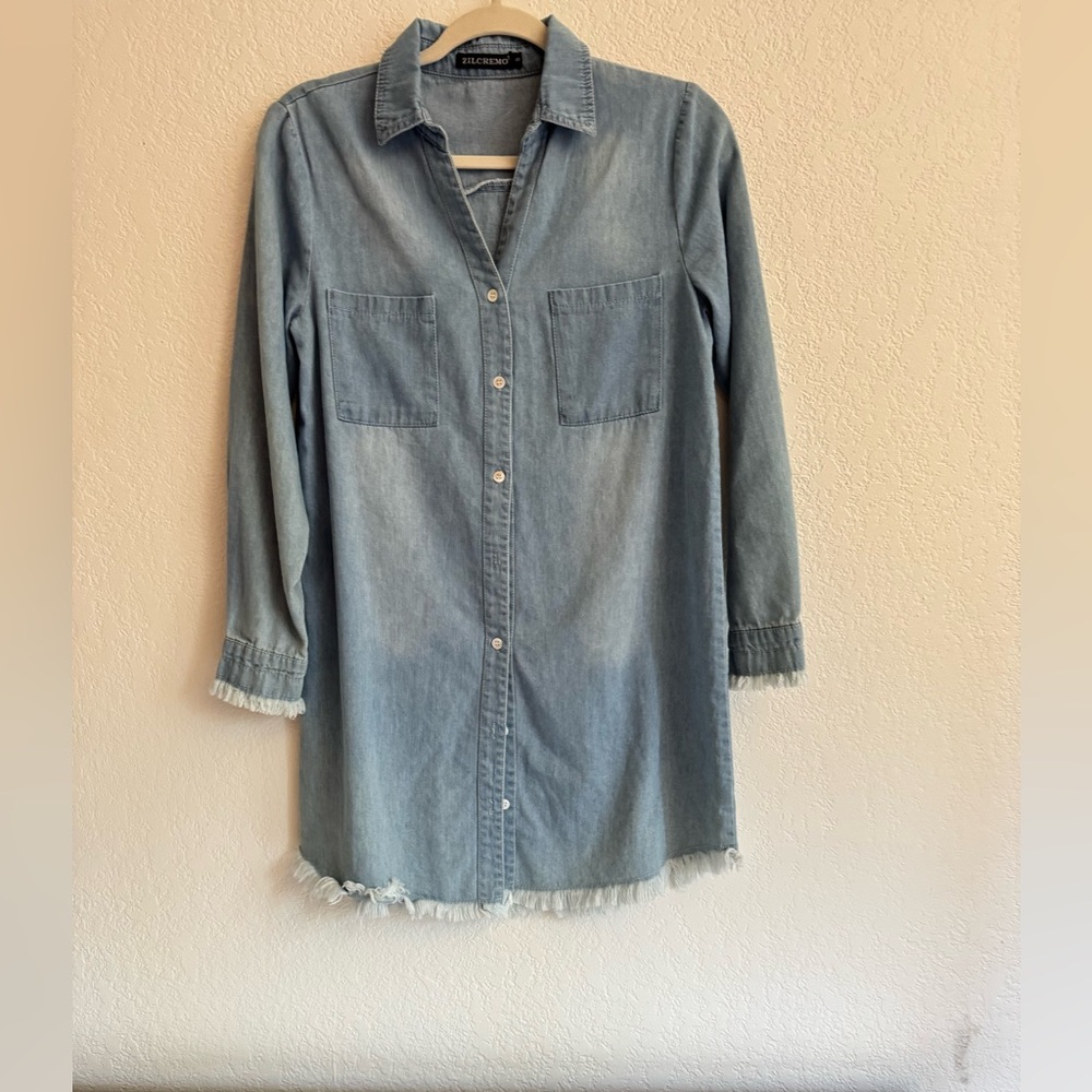 Denim Button-Up Shirt Dress